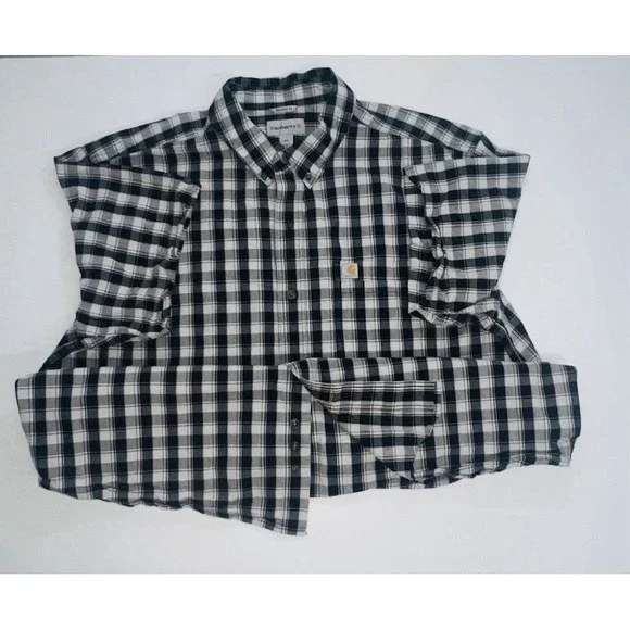 Carhartt Relaxed Fit Short Sleeve Button Down Plaid Shirt Men's Size 2XL - Picture 3 of 16